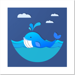 Adorable Blue Whale Posters and Art